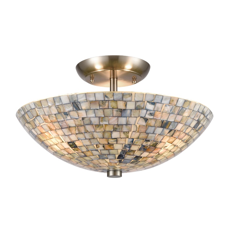 ELK SHOWROOM 10551/3 Capri 16'' Wide 3-Light Semi Flush Mount - Satin Nickel