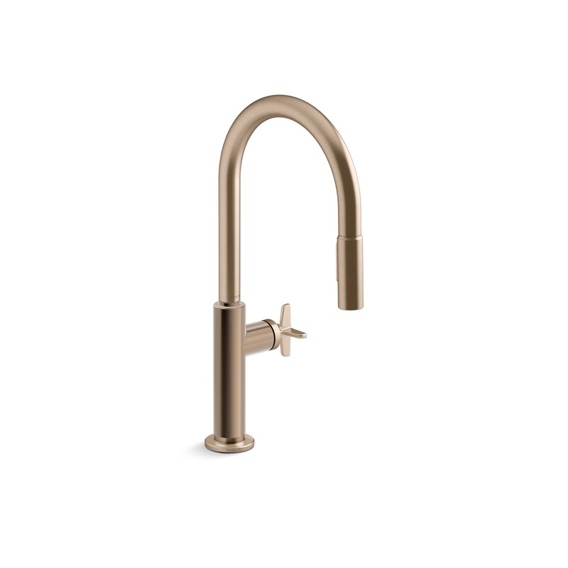 KOHLER K-28670-3RT2-BV Touchless pull-down kitchen sink faucet with two-function sprayhead  -  Vibrant Brushed Bronze