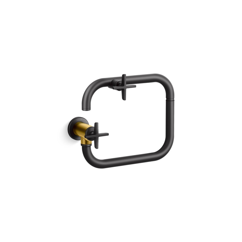 KOHLER K-28678-3-BMB Wall-mount pot filler  -  Matte Black with Brushed Moderne Brass