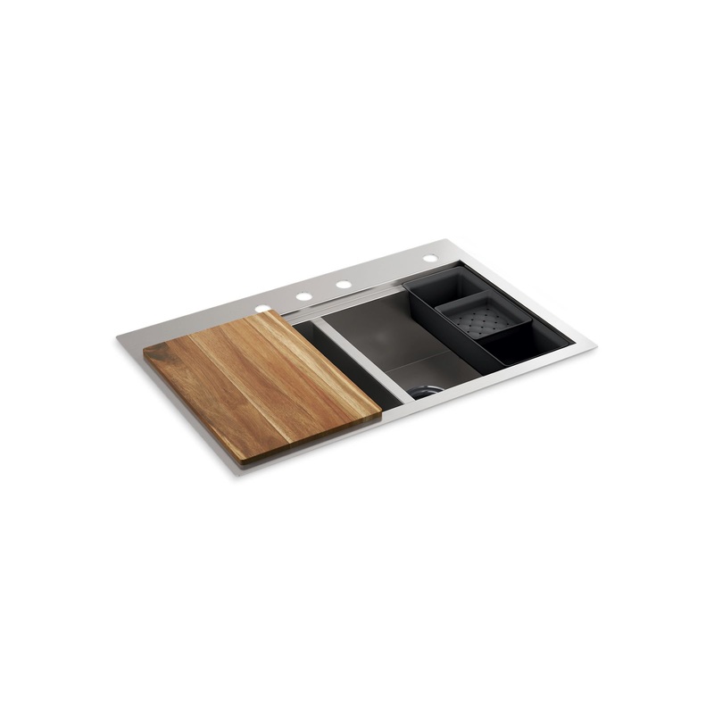 KOHLER K-RH23376-4PC-NA 33" top-/undermount double-bowl kitchen sink  -  Stainless Steel
