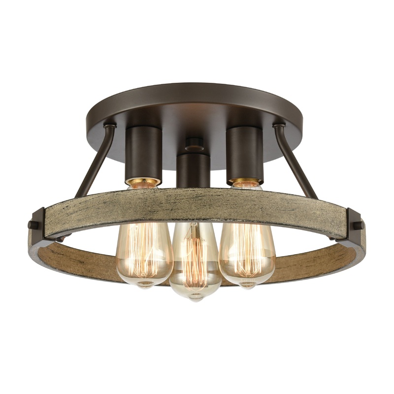 ELK SHOWROOM 12311/3 Transitions 14'' Wide 3-Light Semi Flush Mount - Oil Rubbed Bronze