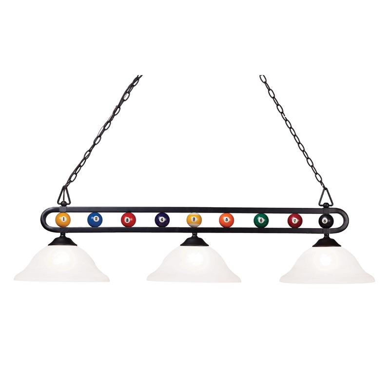 ELK SHOWROOM BIS9301 Billiard Motif 51'' Wide 3-Light Linear Chandelier - Matte Black