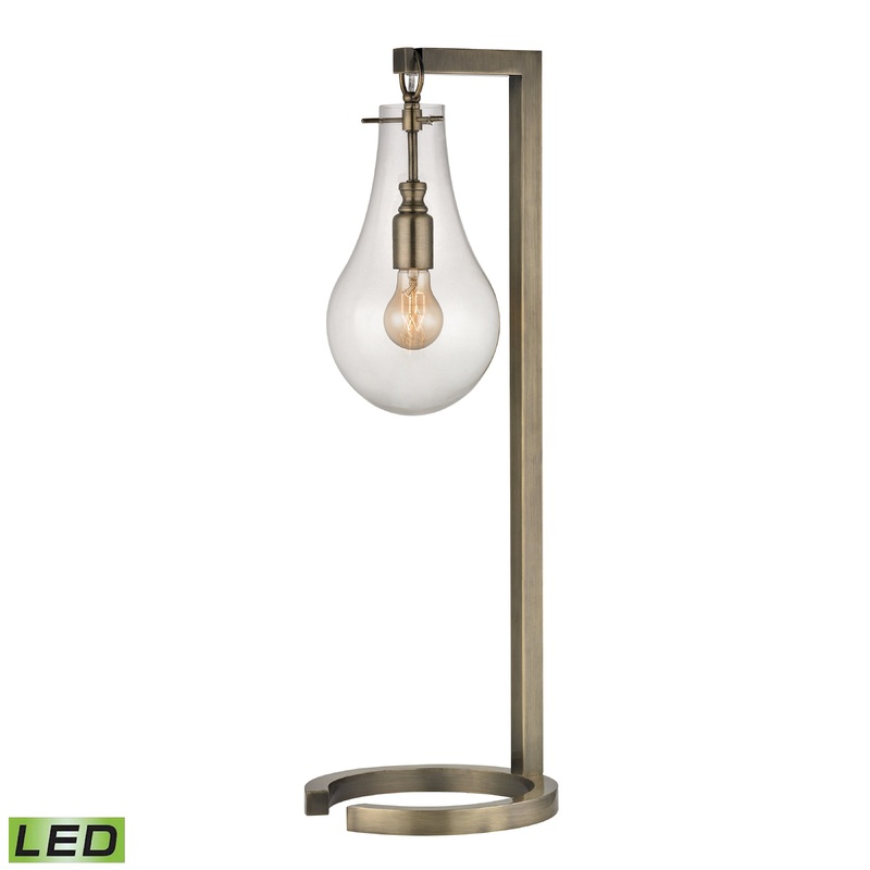 ELK SIGNATURE D330-LED Teardrop 29'' High 1-Light Table Lamp - Antique Brass - Includes LED Bulb