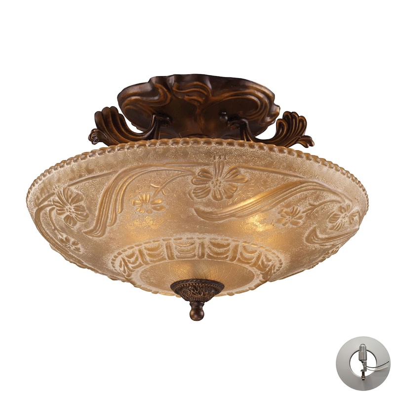 THOMAS 08101-AGB-LA Restoration 16'' Wide 3-Light Semi Flush Mount - Antique Golden Bronze