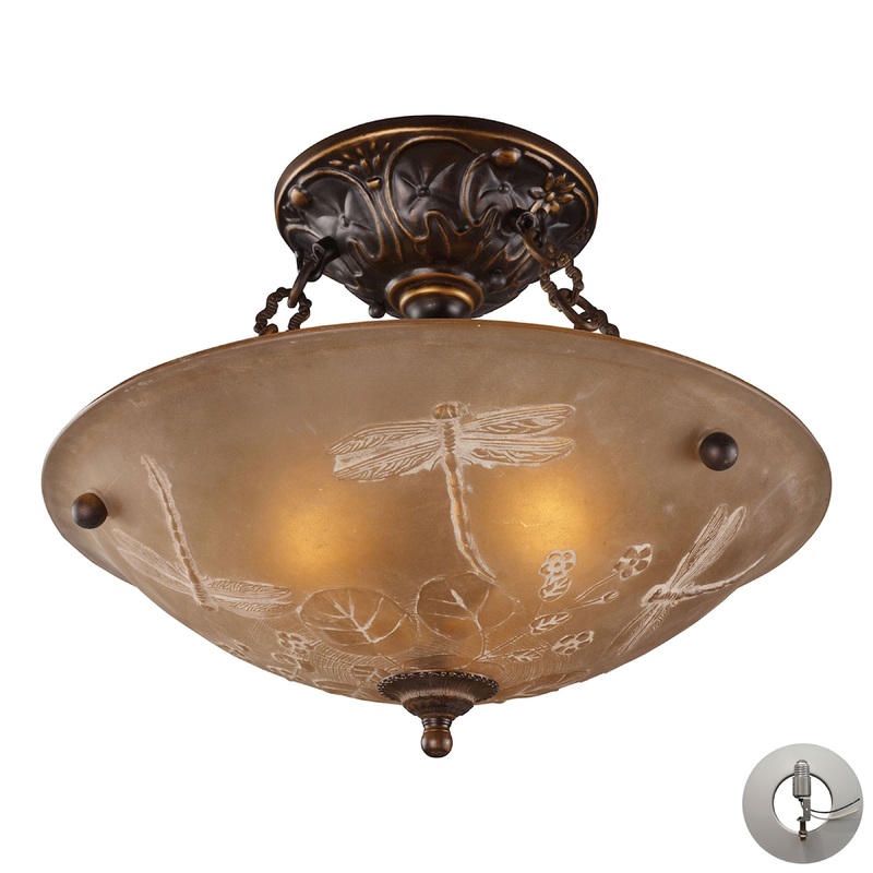 ELK SHOWROOM 08096-AGB-LA Restoration 16'' Wide 3-Light Semi Flush Mount - Antique Golden Bronze
