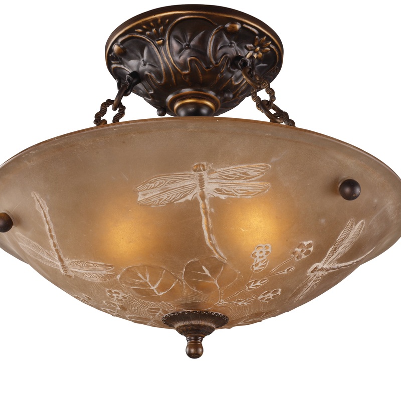 ELK SHOWROOM 08096-AGB Restoration 16'' Wide 3-Light Semi Flush Mount - Antique Golden Bronze