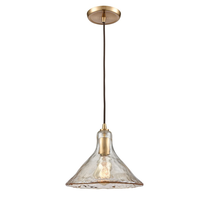 ELK SHOWROOM 10486/1 Hand Formed Glass 10'' Wide 1-Light Mini Pendant - Satin Brass