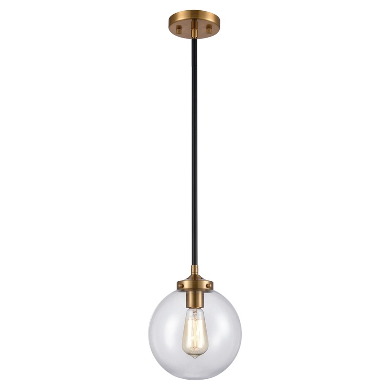 ELK SHOWROOM 15344/1 Boudreaux 8'' Wide 1-Light Mini Pendant - Matte Black with Antique Gold