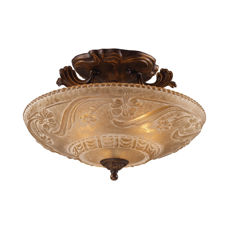 THOMAS 08101-AGB Restoration 16'' Wide 3-Light Semi Flush Mount - Antique Golden Bronze