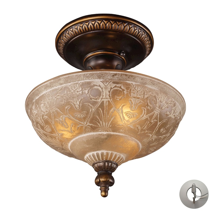 ELK SHOWROOM 08100-AGB-LA Restoration 12'' Wide 3-Light Semi Flush Mount - Antique Golden Bronze