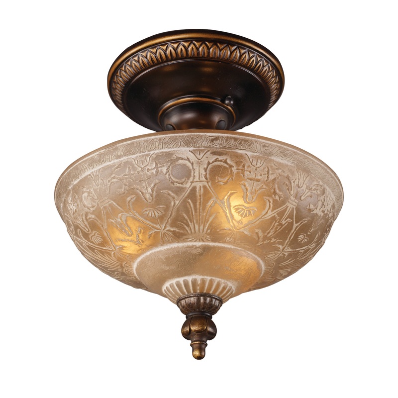 ELK SHOWROOM 08100-AGB Restoration 12'' Wide 3-Light Semi Flush Mount - Antique Golden Bronze