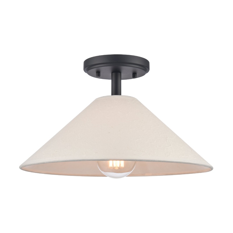 ELK SHOWROOM EC89764/1 Rydell 14'' Wide 1-Light Semi Flush Mount - Matte Black and Parchment