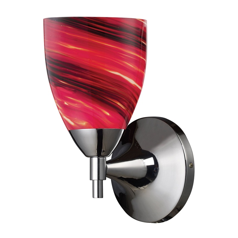 ELK SHOWROOM 10150/1PC-A Celina 1-Light Wall Lamp in Polished Chrome with Autumn Glass