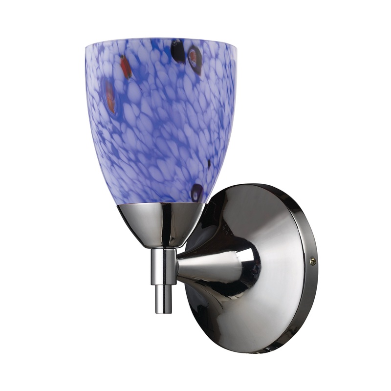 ELK SHOWROOM 10150/1PC-BL Celina 1-Light Wall Lamp in Polished Chrome with Starburst Blue Glass