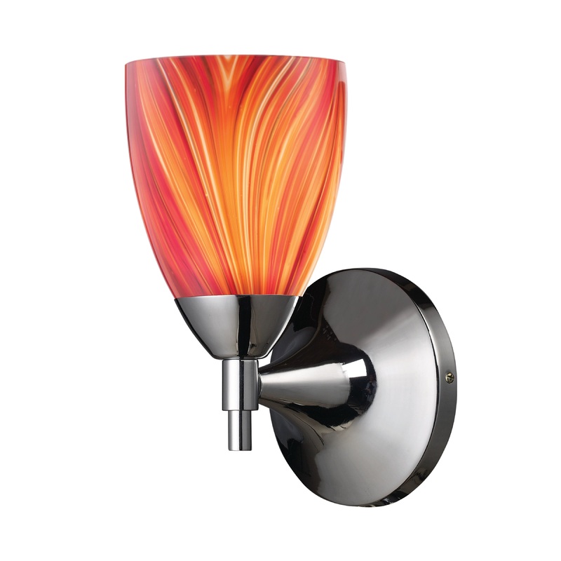 ELK SHOWROOM 10150/1PC-M Celina 1-Light Wall Lamp in Polished Chrome with Multi-colored Glass