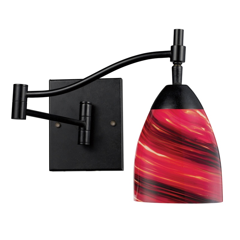 ELK SHOWROOM 10151/1DR-A D Celina 1-Light Swingarm Sconce in Dark Rust and Autumn Glass