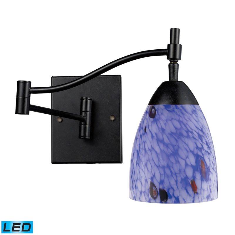 ELK SHOWROOM 10151/1DR-BL-LED Celina 1-Light Swingarm Wall Lamp in Dark Rust with Starburst Blue Glass - Includes LED Bulb