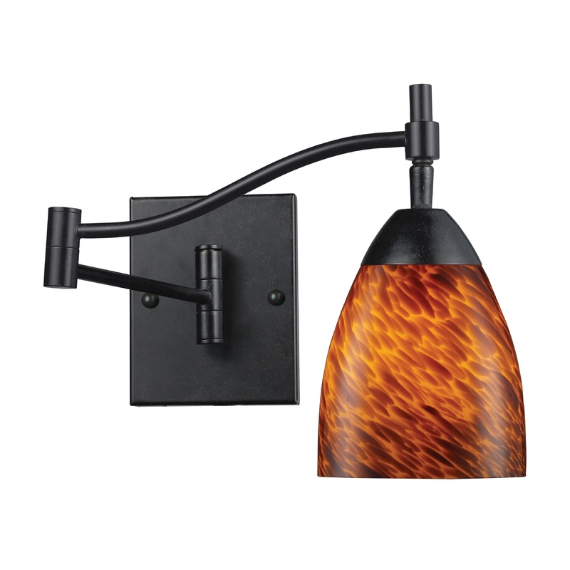 ELK SHOWROOM 10151/1DR-ES Celina 1-Light Swingarm Wall Lamp in Dark Rust with Espresso Glass
