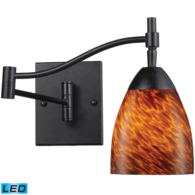 ELK SHOWROOM 10151/1DR-ES-LED Celina 1-Light Swingarm Wall Lamp in Dark Rust with Espresso Glass - Includes LED Bulb