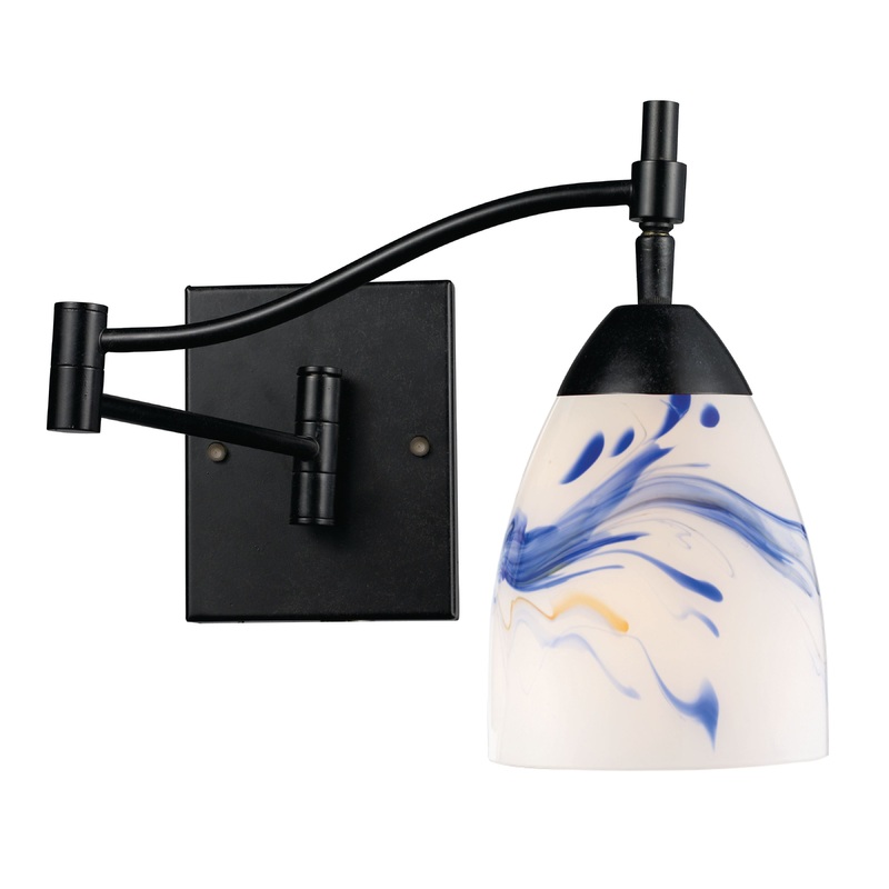 ELK SHOWROOM 10151/1DR-MT Celina 1-Light Swingarm Wall Lamp in Dark Rust with Mountain Glass