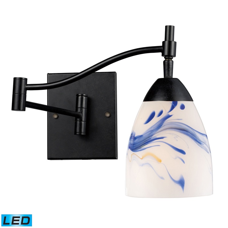 ELK SHOWROOM 10151/1DR-MT-LED Celina 1-Light Swingarm Wall Lamp in Dark Rust with Mountain Glass - Includes LED Bulb