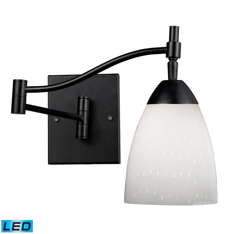 ELK SHOWROOM 10151/1DR-WH-LED Celina 1-Light Swingarm Wall Lamp in Dark Rust with Simple White Glass - Includes LED Bulb