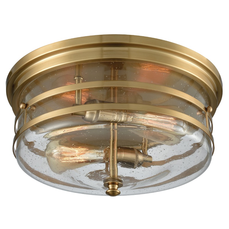 ELK SHOWROOM 11325/2 Port O'Connor 14'' Wide 2-Light Flush Mount - Satin Brass