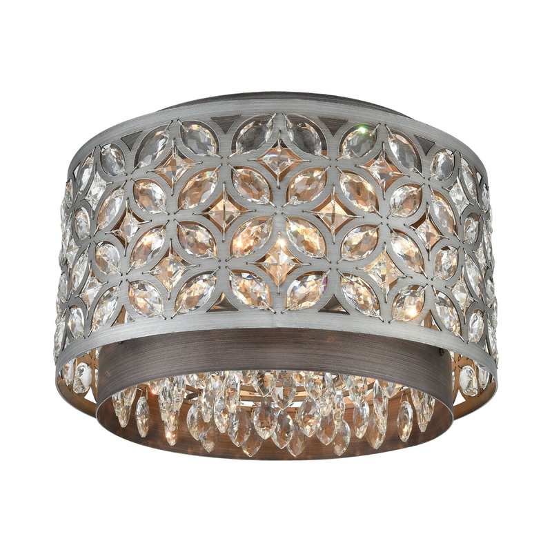 ELK SHOWROOM 12161/4 Rosslyn 14'' Wide 4-Light Flush Mount - Weathered Zinc