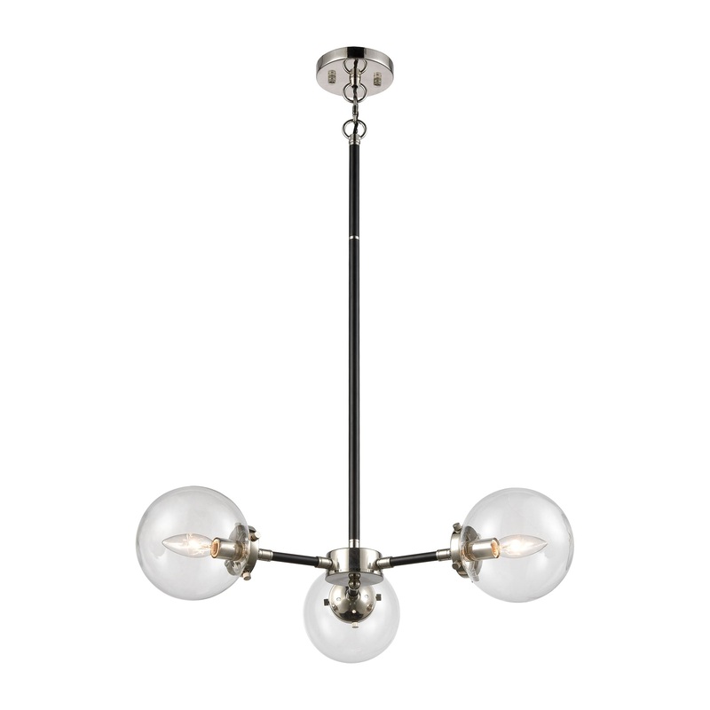 ELK SHOWROOM 15355/3 Boudreaux 26'' Wide 3-Light Chandelier - Matte Black with Polished Nickel