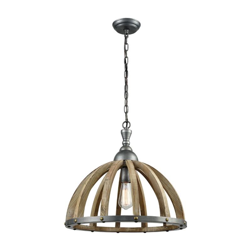 ELK SIGNATURE 3215-015 Barnstorm 20'' Wide 1-Light Pendant - Wood Tone