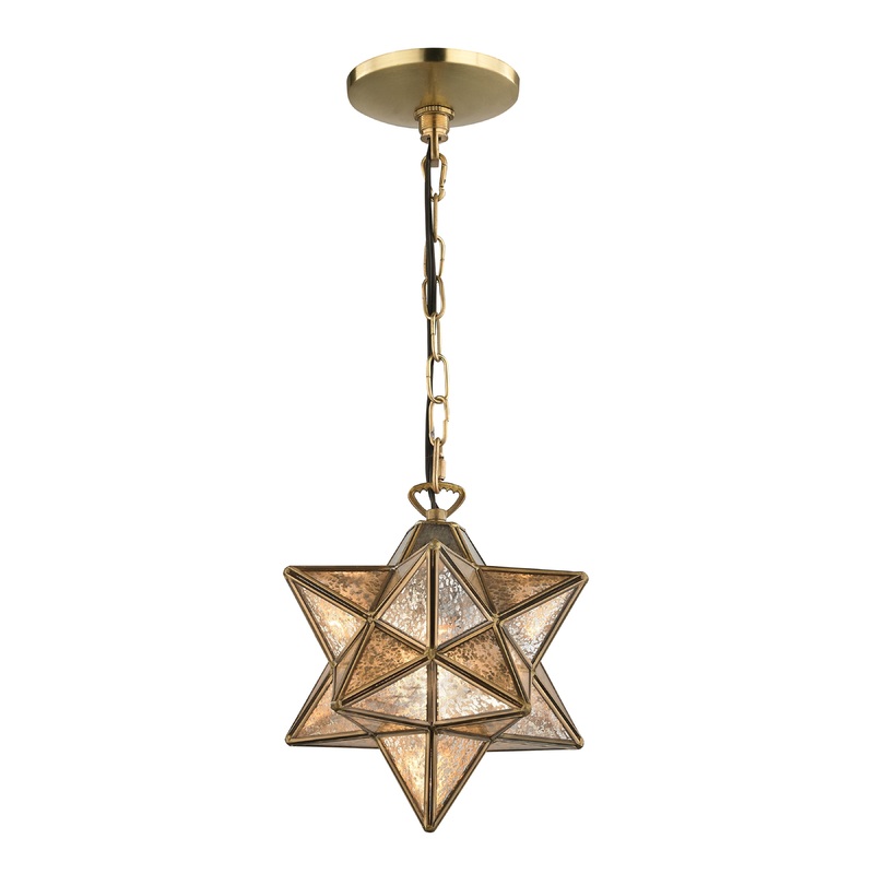 MARKETPLACE 1145-008 Moravian Star 9'' Wide 1-Light Mini Pendant - Antique Brass