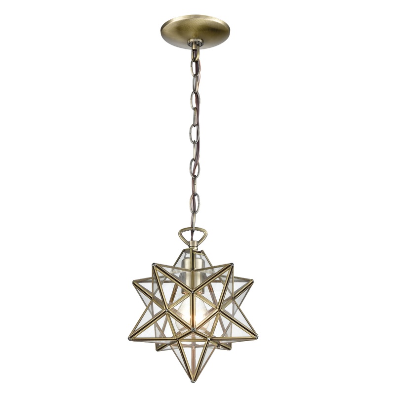 MARKETPLACE 1145-014 Moravian Star 9'' Wide 1-Light Mini Pendant - Antique Brass