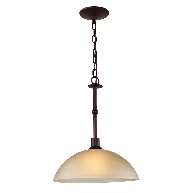 THOMAS 1301PL/10 Jackson 1-Light Pendant in Oil Rubbed Bronze with Light Amber Glass
