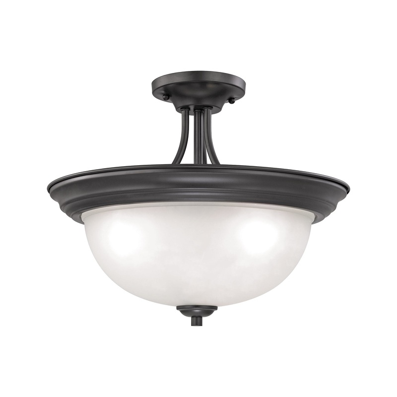 THOMAS 2103SF/10 Bristol Lane 3-Light Semi Flush Mount in Oil Rubbed Bronze with White Glass