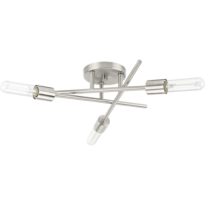 PROGRESS LIGHTING P350225-009 Astra Collection Three-Light 18" Brushed Nickel Modern Semi-Flush Mount Light in Brushed Nickel