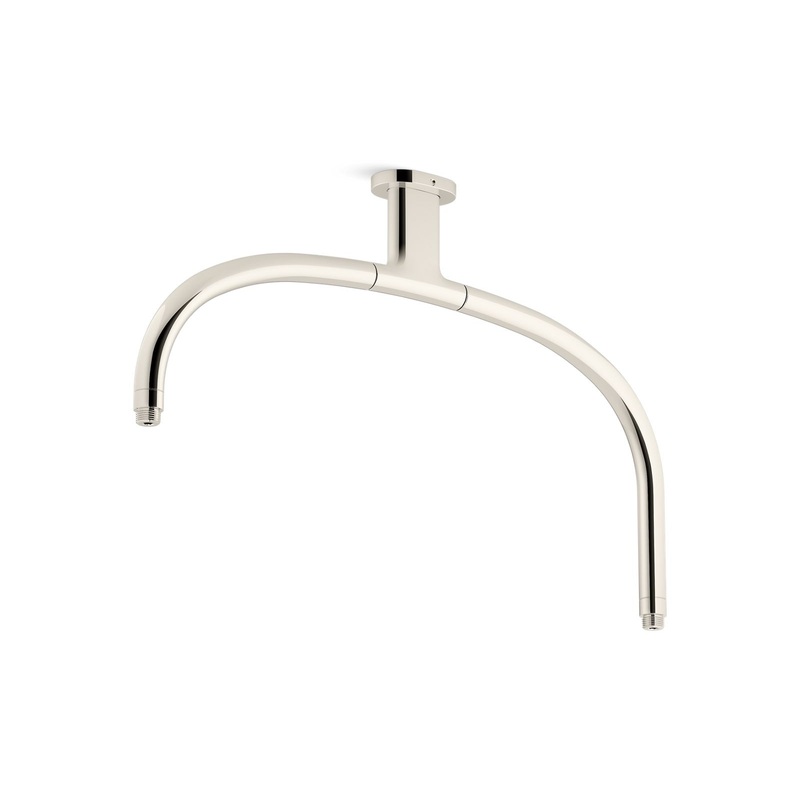 KOHLER K-26305-SN Statement Ceiling-Mount Single-Function Dual Rainhead Arm In Vibrant Polished Nickel
