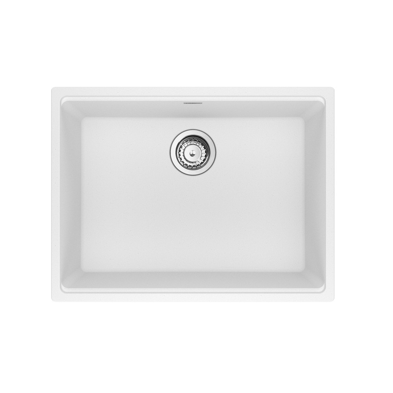FRANKE MAG11023-PWT-S Maris Undermount 25-in x 18.94-in Granite Single Bowl Kitchen Sink in Polar White In Polar White