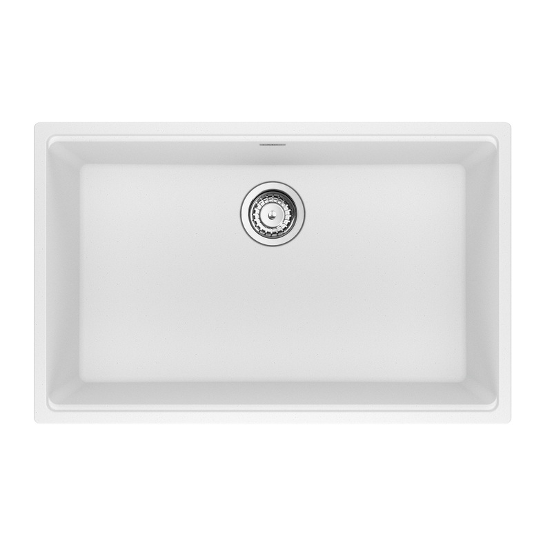 FRANKE MAG11028-PWT-S Maris Undermount 33-in x 22-in Granite Single Bowl Kitchen Sink in Polar White In Polar White