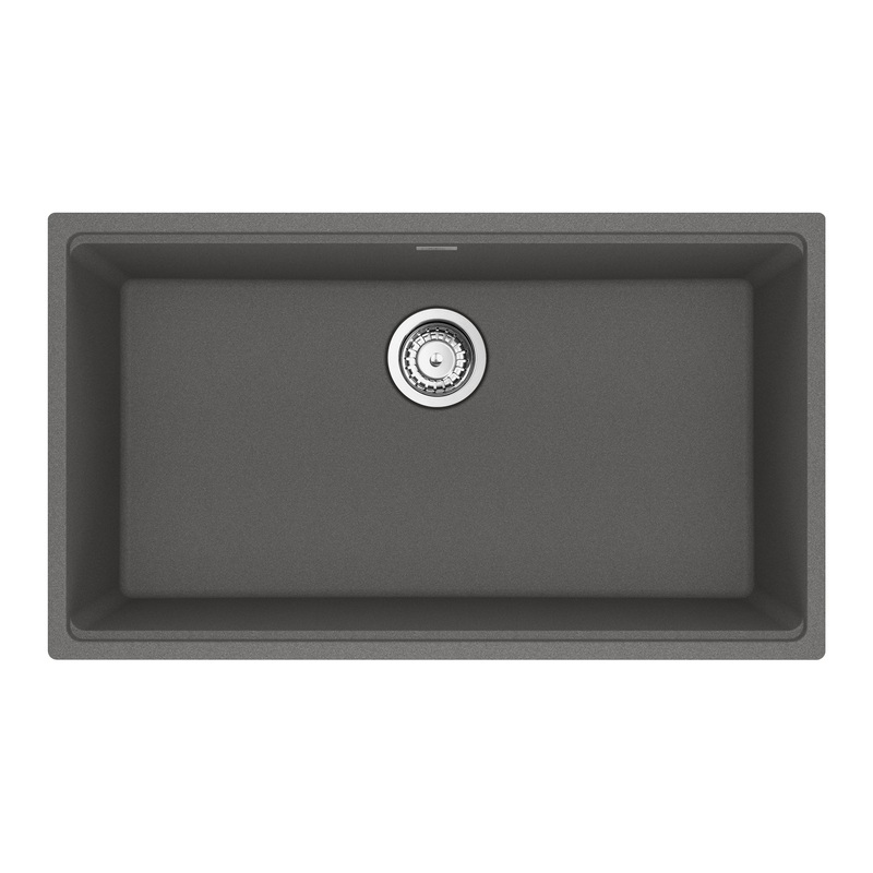 FRANKE MAG11029-SHG-S Maris Undermount 31-in x 17.81-in Granite Single Bowl Kitchen Sink in Stone Grey In Stone Grey