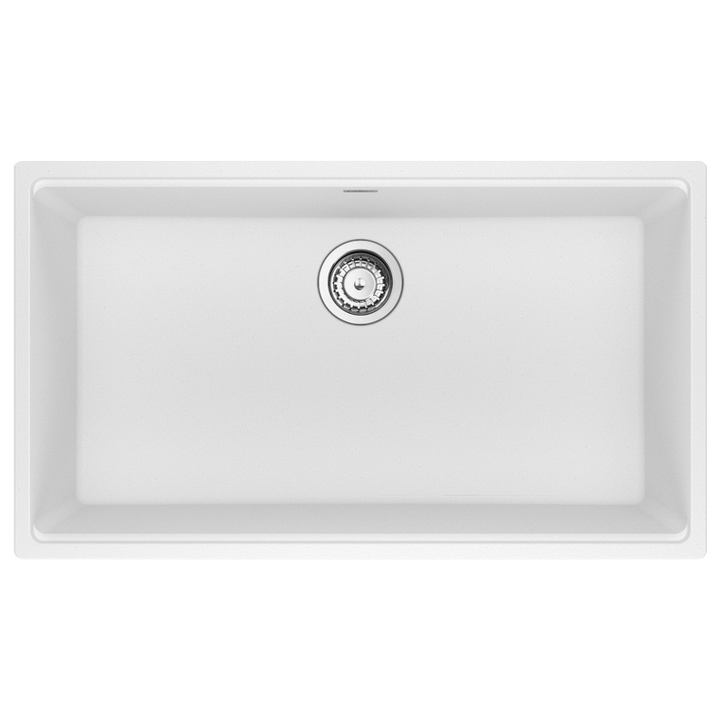 FRANKE MAG11031-PWT-S Maris Undermount 33-in x 18.94-in Granite Single Bowl Kitchen Sink in Polar White In Polar White