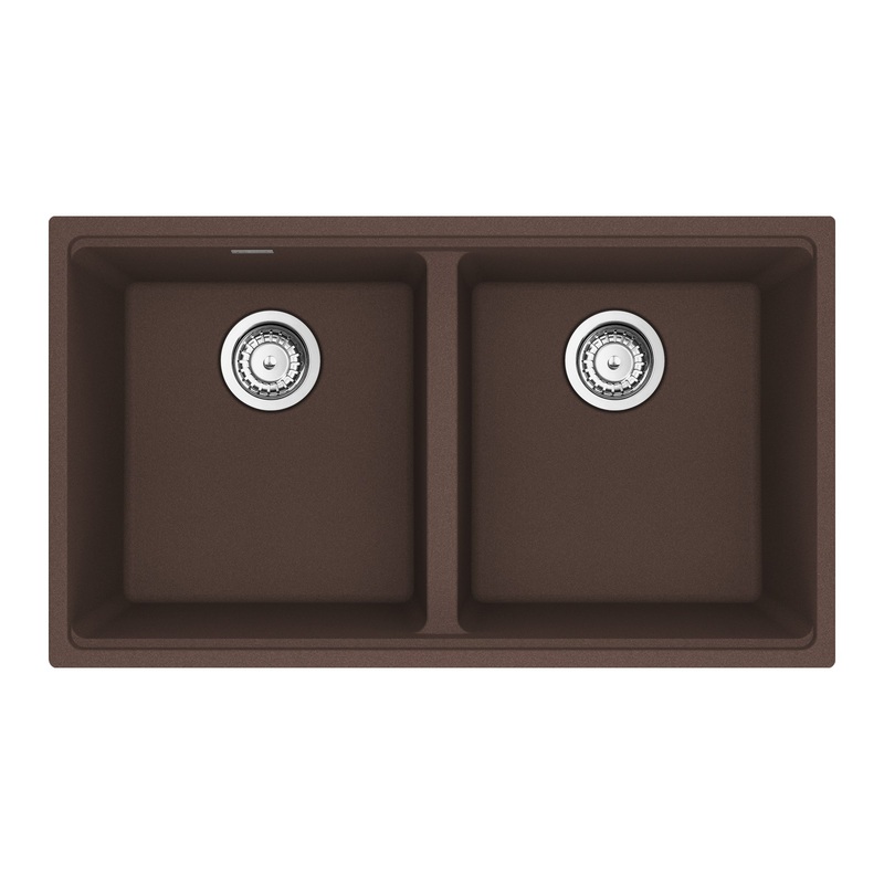 FRANKE MAG1201414-MOC-S Maris Undermount 31-in x 17.81-in Granite Double Bowl Kitchen Sink in Mocha In Mocha