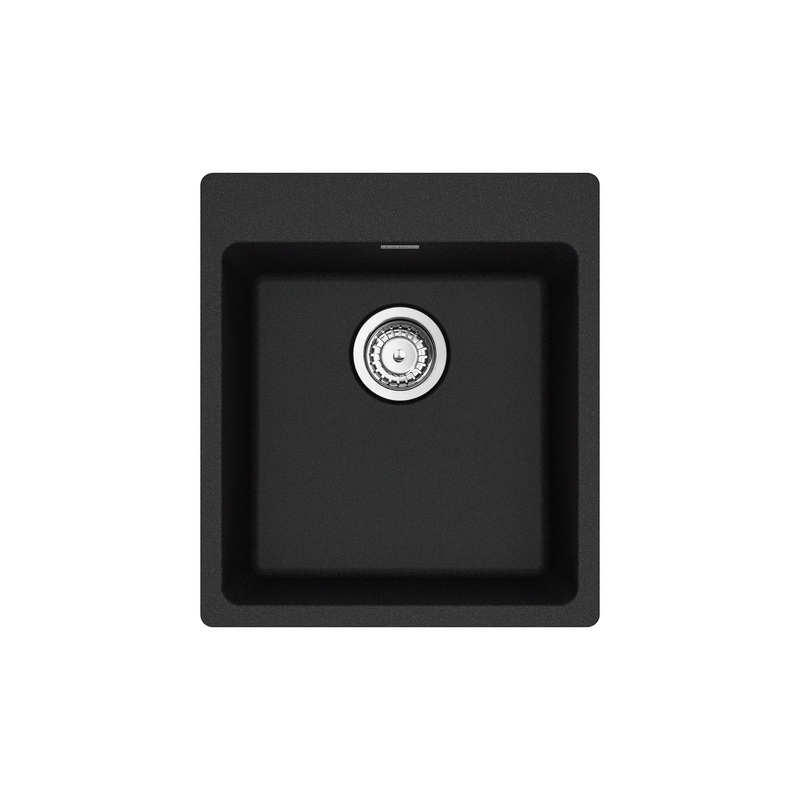 FRANKE MAG61015-ONY-S Maris Dual Mount 17.31-in x 19.69-in Granite Single Bowl Bar / Prep Sink in Onyx In Onyx