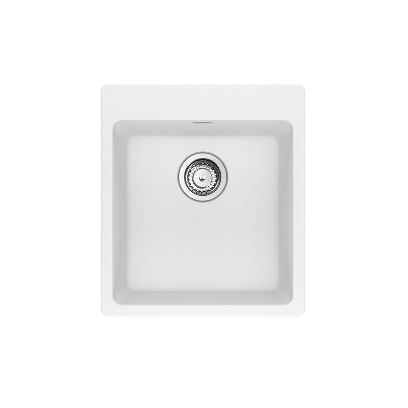 FRANKE MAG61015-PWT-S Maris Dual Mount 17.31-in x 19.69-in Granite Single Bowl Bar / Prep Sink in Polar White In Polar White