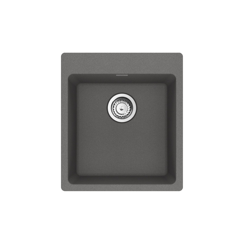 FRANKE MAG61015-SHG-S Maris Dual Mount 17.31-in x 19.69-in Granite Single Bowl Bar / Prep Sink in Stone Grey In Stone Grey