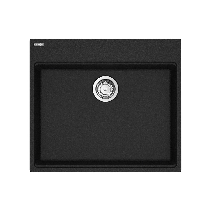 FRANKE MAG61023ADA-ONY-S Maris Topmount 25-in x 22-in Granite ADA Single Bowl Kitchen Sink in Onyx In Onyx