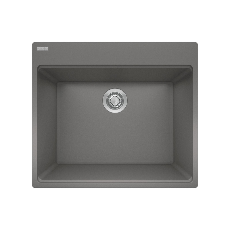 FRANKE MAG61023L-SHG-S Maris Dual Mount 25-in x 22-in Granite Dual Mount Single Bowl Laundry Sink in Stone Grey In Stone Grey