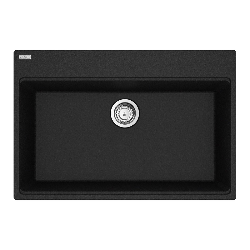 FRANKE MAG61029-ONY-S Maris Topmount 31-in x 20.88-in Granite Single Bowl Kitchen Sink in Onyx In Onyx