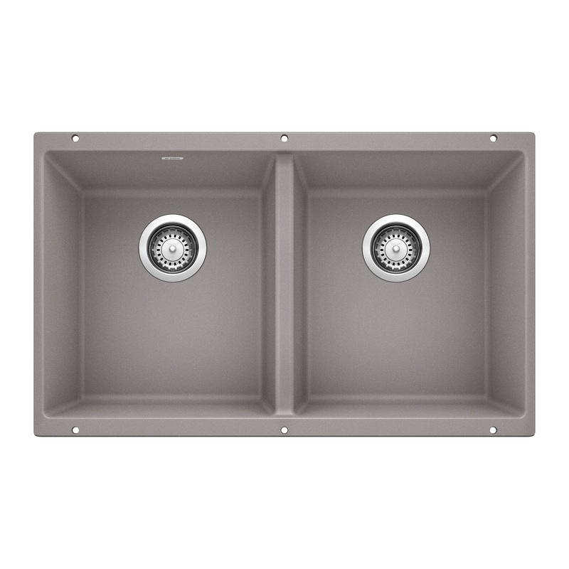 BLANCO 516319 Precis Precis SILGRANIT 29" 50/50 Double Bowl Undermount Kitchen Sink - Metallic Gray in Metallic Gray