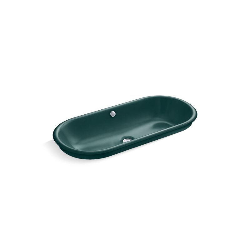 Kohler K-20213-PAT-17 Iron Plains 33 In. Oval Drop-In / Undermount / Vessel Bathroom Sink In Teal Teal