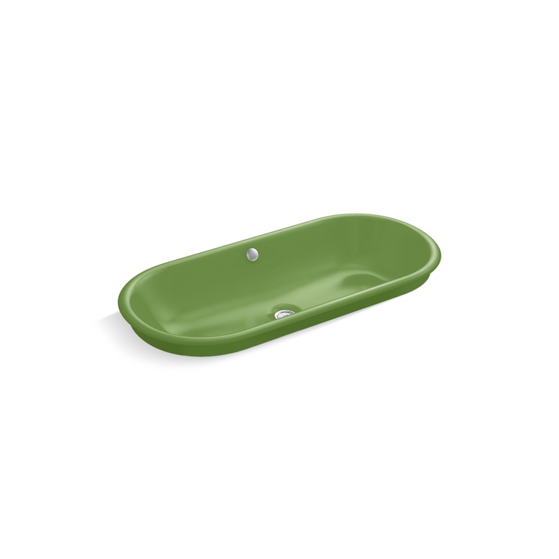 Kohler K-20213-PFG-34 Iron Plains 33 In. Oval Drop-In / Undermount / Vessel Bathroom Sink In Fresh Green Fresh Green